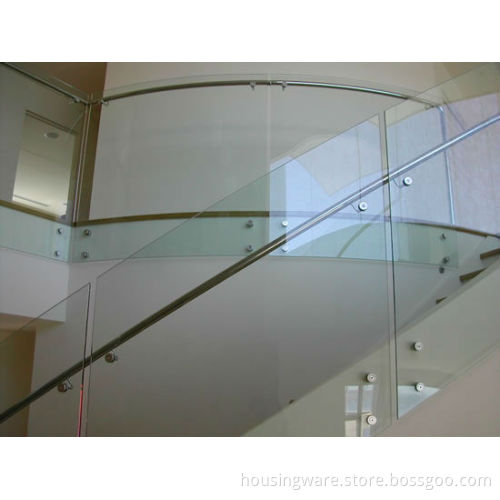 Frameless Glass Railing for Stair Handrails